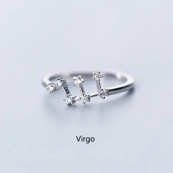 925 Sterling Silver Zodiac Resizable Ring-Virgo - Picture 1 of 6